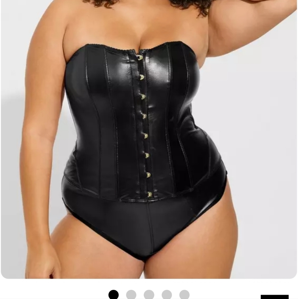 #103 Torrid 2 Pleather Strapless Corset